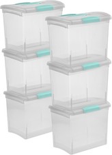 6-Pack Nesting ShowOffs Stackable Plastic Storage Organizer Bins Clear Large