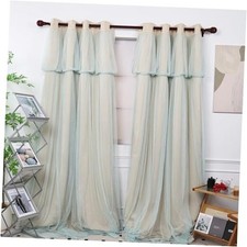 52W x 84L Inch Blackout Curtains 52"W x 84"L Pack of 2 Beige/Green Sheer