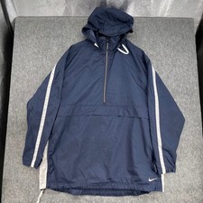 Vintage Nike Windbreaker Jacket Mens 2XL Navy Blue Half Zip Hooded Pullover