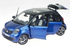 Norev 1/18 Diecast Smart Forfour 2015 Blue Open/Close Model Car Used