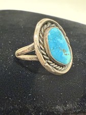 Sterling Silver 925 Navajo Turquoise Ring Sz 7.25 Gorgeous Design