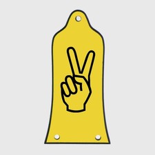 GUITAR TRUSS ROD COVER - Engraved Etch - Fit EPIPHONE EPI - PEACE FINGERS YELLOW