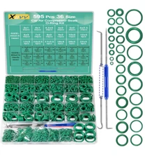 595 Pcs Metric SAE A/C O-Ring Kit for Auto & Plumbing Repair Oil-Resistant Green
