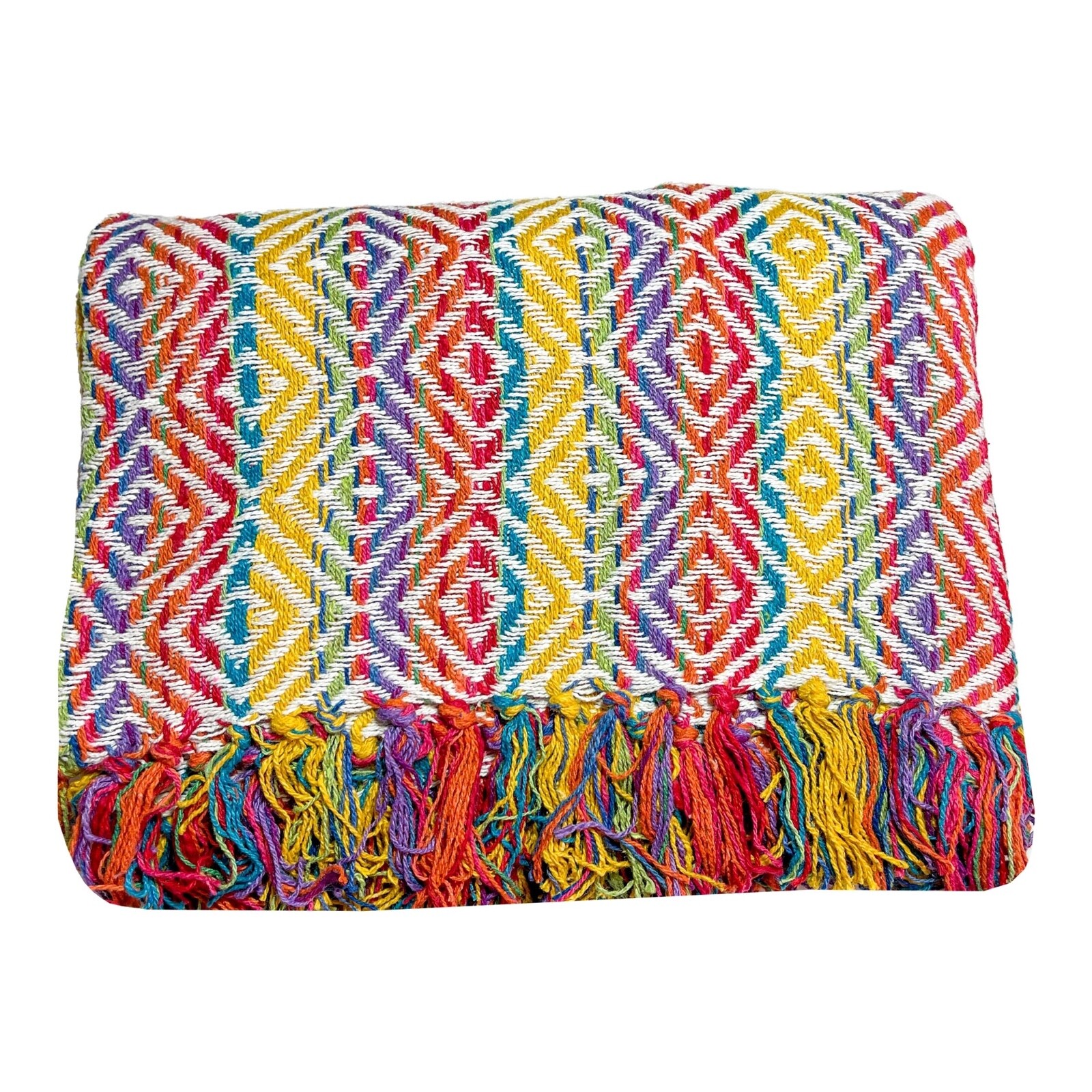 Diamond Design Throw Blanket Indian Recycled Cotton Boho Hippie
