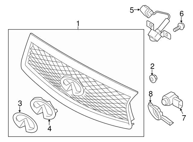 Front Chrome Silver Emblem with housing For Infiniti Q50 2014-2017 628664HB0A  - image 3 of 4