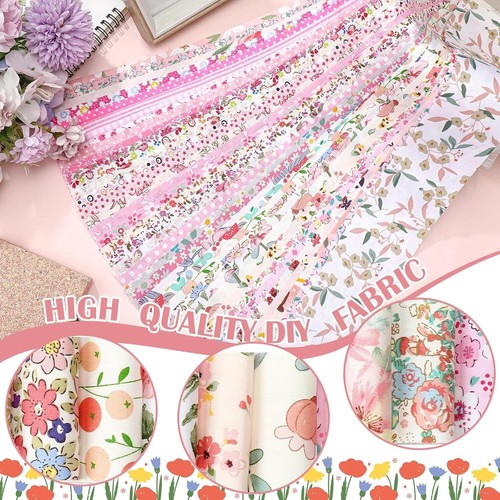 Vibrant 100 Pcs Pink Floral Quilting Strips - 2.56 Inch Crafting Essentials - Picture 5 of 8