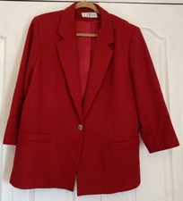 Dumas 100% wool Red lapel blazer jacket women's size 14 Made In USA