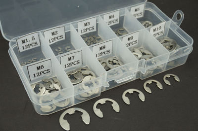 (1.5mm-10mm) 120pcs WHEEL RETAINER E-CLIP 304 stainless steel C-CLIP (1.5mm-10mm) 120pcs WHEEL RETAINER E-CLIP 304 stainless steel C-CLIP