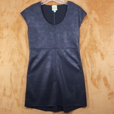 C&C Dress Womens Small Black Pullover Shift Faux Suede Shearling Inspired Lined