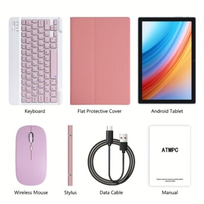 Tablet 25.65 cm Android 14 OS Pad 2in1 with Keyboard Mouse Case