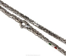 ARGENTO 925,COLLANA CATENA UOMO MASSICCIA BIZANTINA PIENA 65 cm Made in Italy