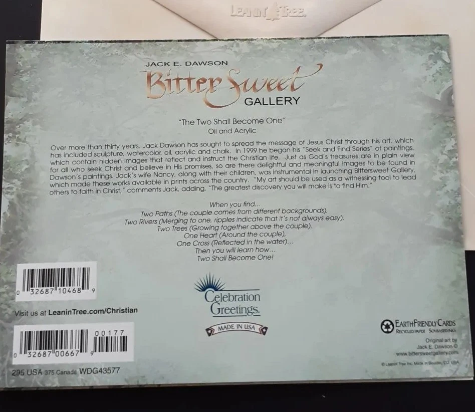 Unused Leanin' Tree Greeting Card & Envelope ~ For FRIEND'S WEDDING - Image 3 of 4