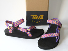 Teva Youth Girls size 5 Pink/Purple Geo Print Original Universal Sport Sandals