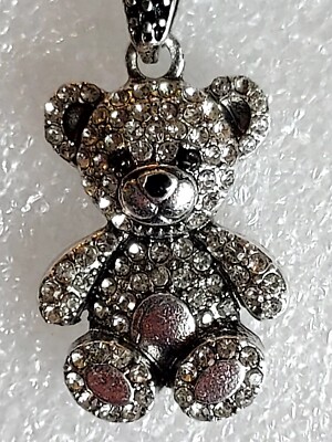 Cuddle Teddy Bear Sparkling Cubic Zirconia Alloy Necklace Sweet Bear Jewelery