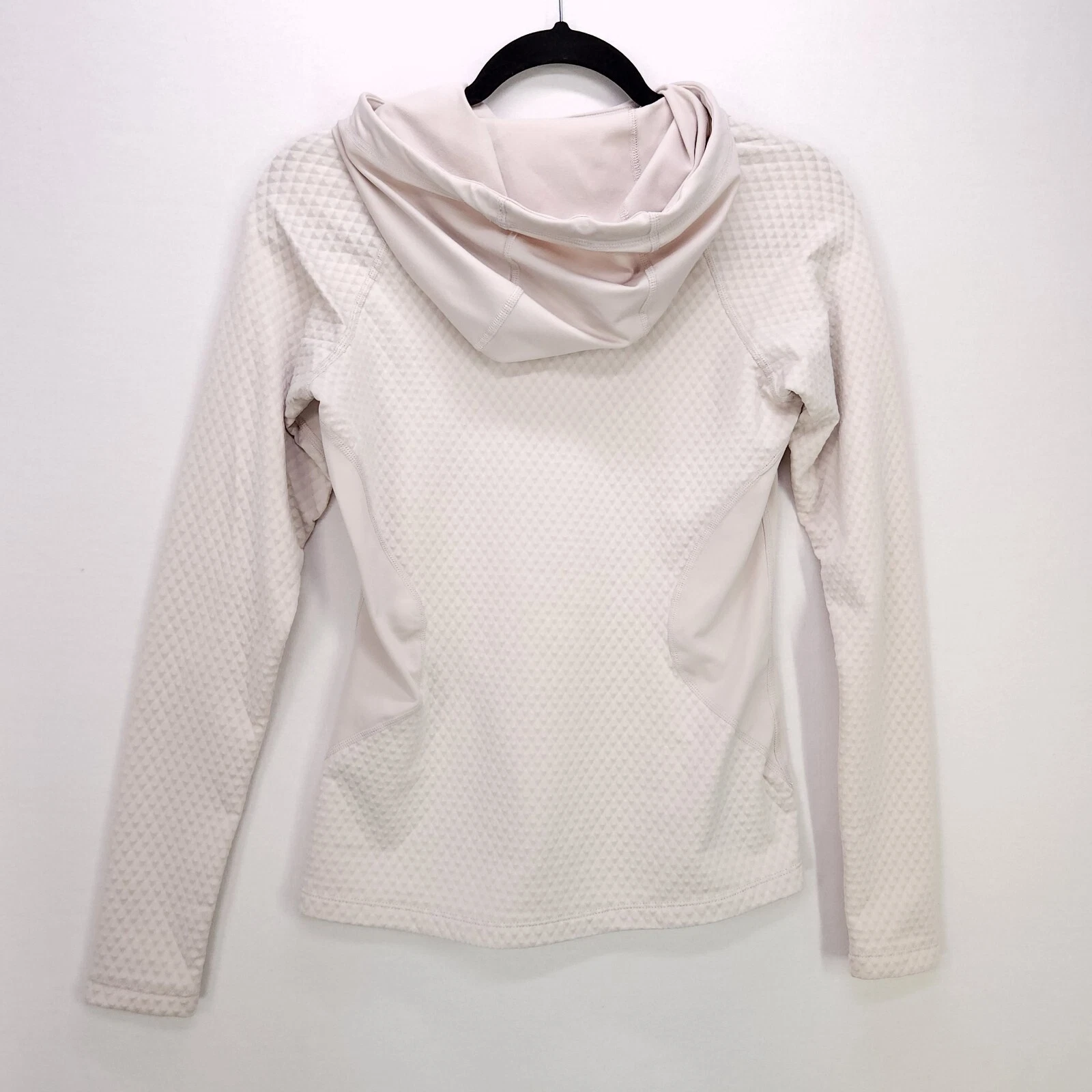 OFF WHITE Nike Pro Hyperwarm maglione donna piccolo con cappuccio beige panna collo cappuccio