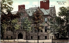 Postcard Peoria Illinois - Webster School - Pmrk 1910