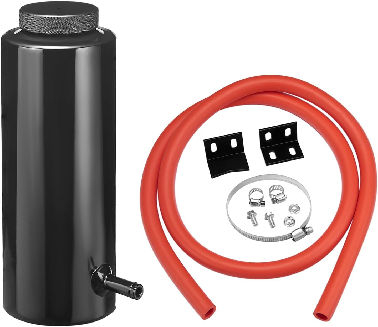Universal 800ml Black Aluminum Radiator Coolant Overflow Catch Tank