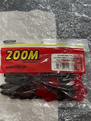Zoom Bait Company Super Salt Plus Ultravibe Speed Craw Black Red/Red Claw 12pkg