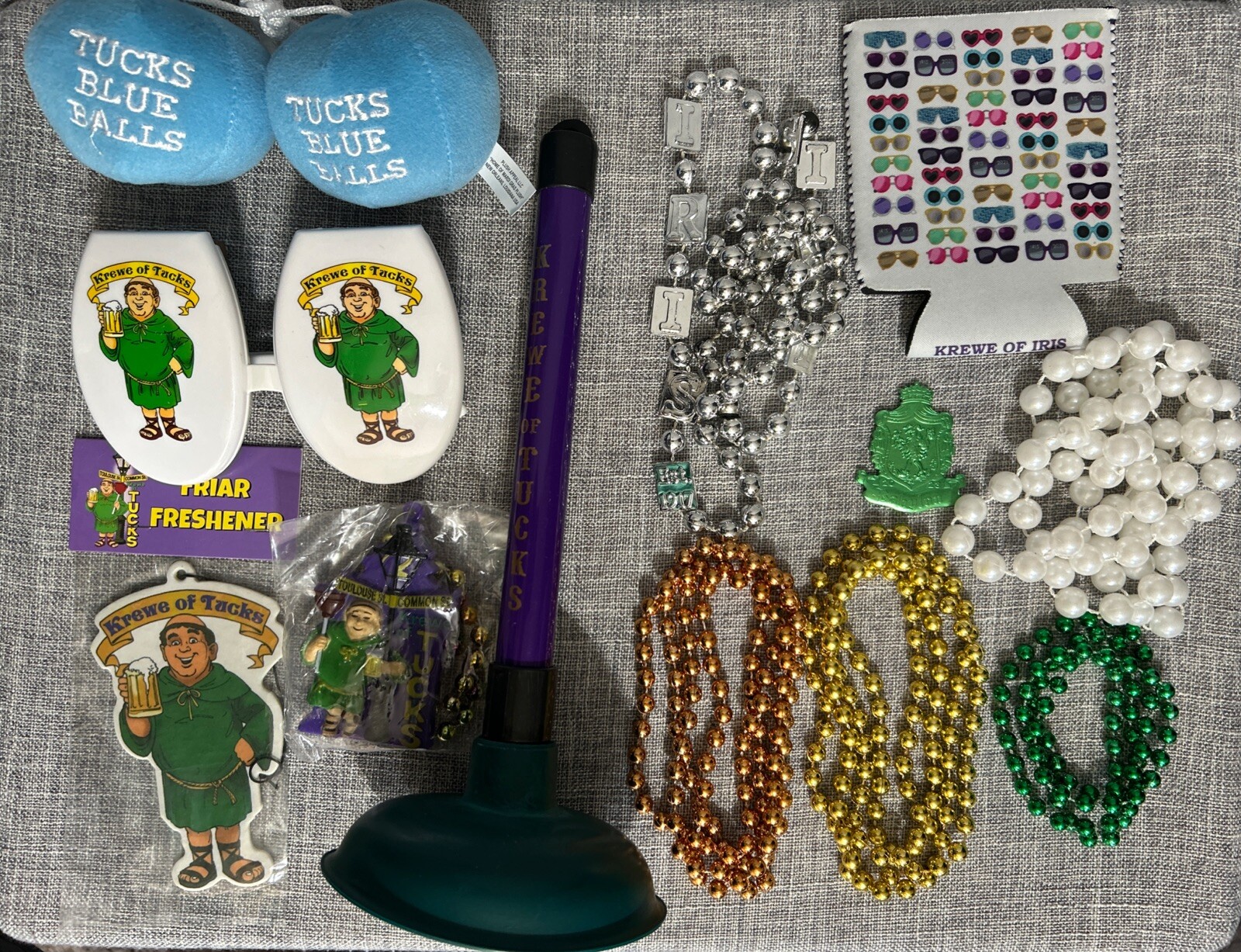 Amazing Mardi Gras 12 Throw Lot 2023 Krewe Of Tucks, Iris and Knights of Babylon
