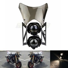 Universal Motorcycle E-mark Streetfighter Dual Headlight Assembly W Windscreen