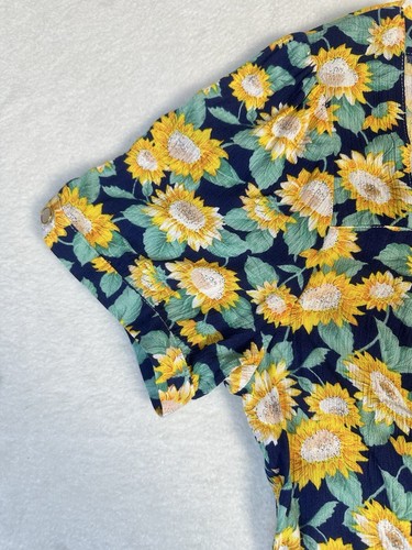 Joe Browns Womens Size 12 AUS Sunflower V-neck Blouse Top Pearl Button Front - Picture 4 of 14