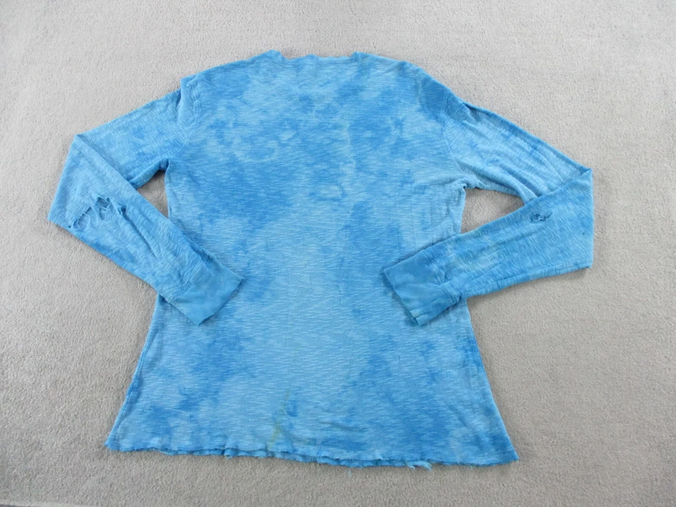 Camisa Y2K Hombre XL Azul Cyber Grunge Envejecida Manga Larga De Colección Estampado Doble Cara Foto 3 de 4