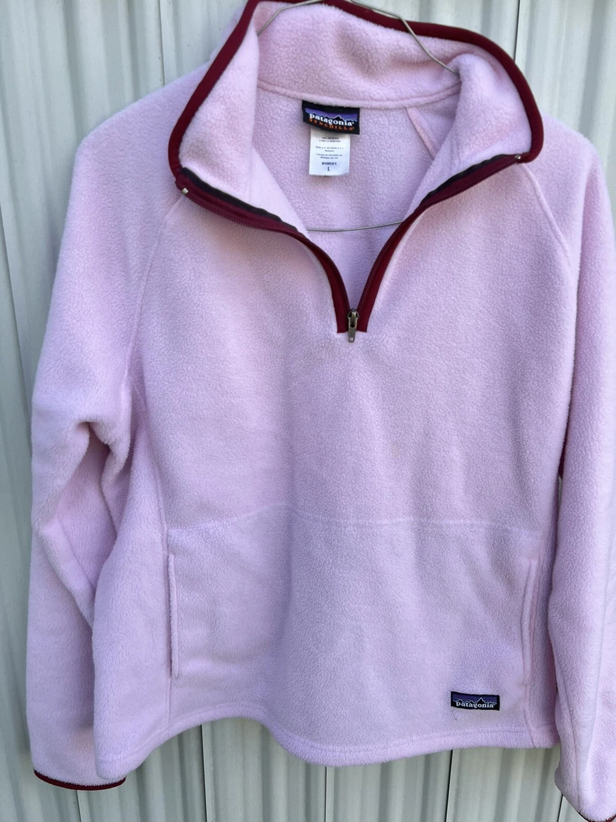 Vintage Patagonia Synchilla Fleece Womens Large Light Pink Red Quarter Zip  Logo