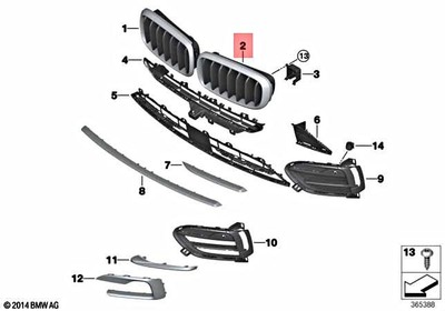 Genuine BMW X6 F16 Front Radiator Kidney NIVI Grille Left OEM 