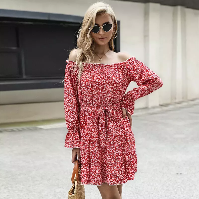 Vestito rosso store manica lunga