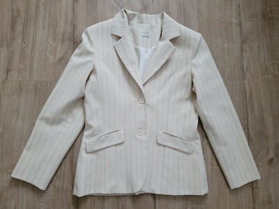 Damen Blazer Gr 40 Orsay, vanille/beige schwarz gestreift