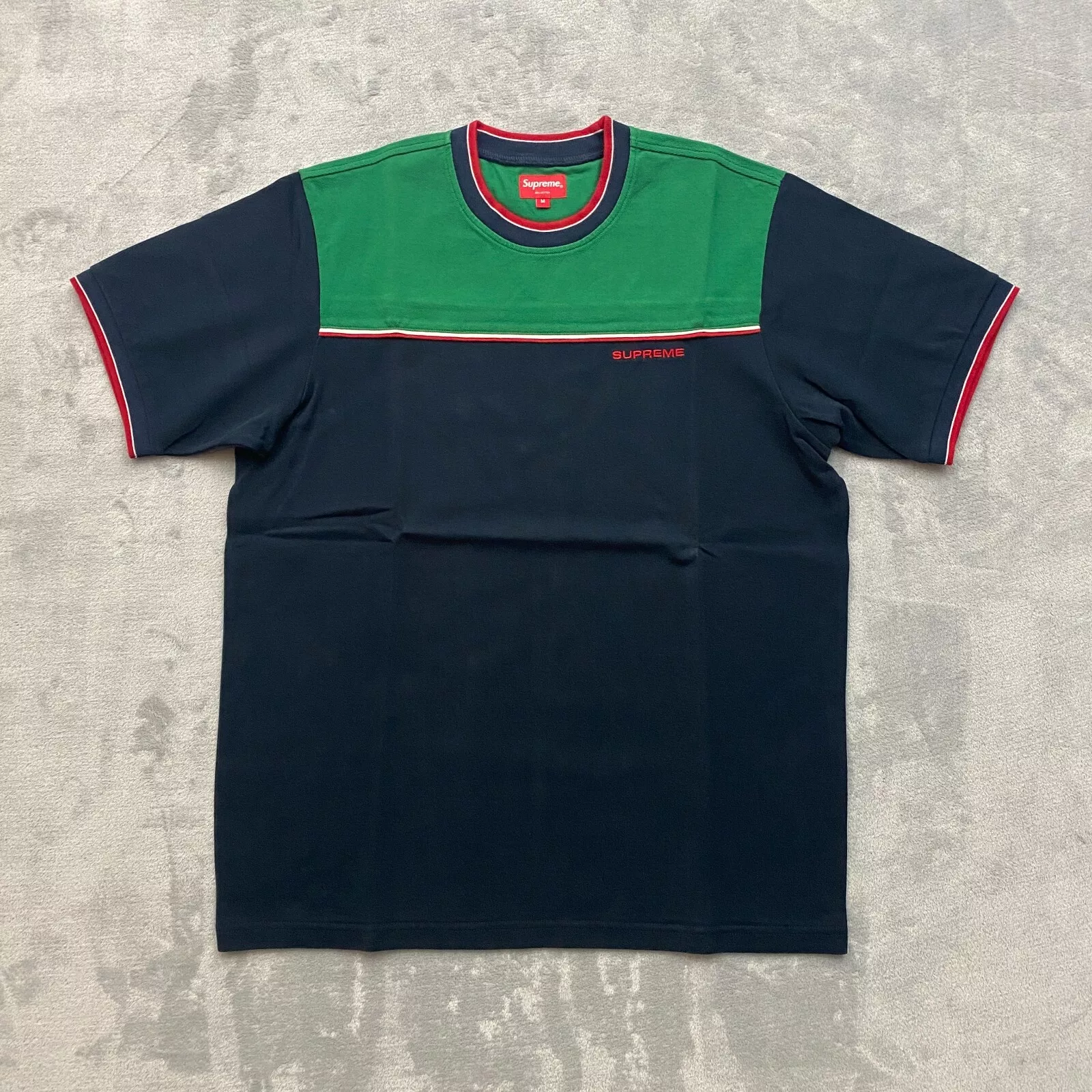 Supreme T Shirt Homme Medium CONTRAST YOKE PIQUE TOP Couleurs Créateur Italien FW17