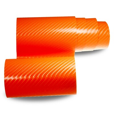 8,55 /m² 4D Carbon Autofolie Orange Glanz Folie Blasenfrei Klebefolie Auto 
