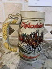 Vintage Budweiser Clydesdales Beer Stein Mug Ceramarte Brazil Promotional Rare