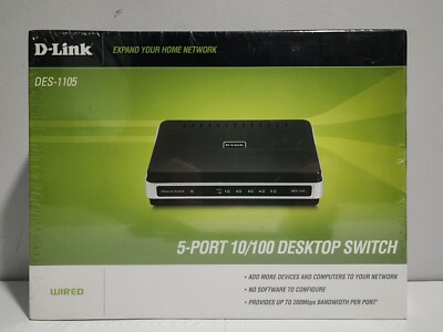 D-Link  DES DES1105 5-Ports External Desktop Ethernet Switch 10/100 Home Network