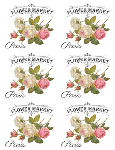 Vintage French Advertising Labels Roses Transfers Flower Market Decals ...