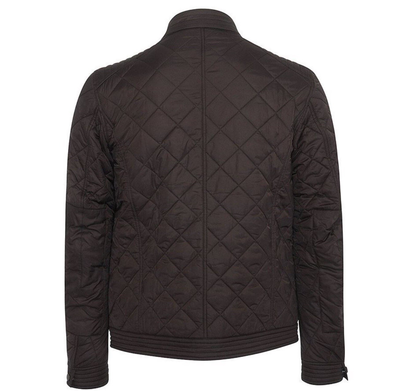 BARBOUR International Coolant Chocolate Brown Quilt Biker Jacket MEDIUM RARE image 2
