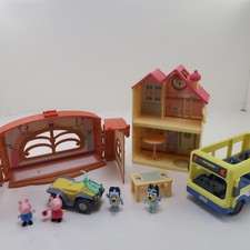 Bluey School House Bus Mini House Figures Furniture ATV Lot Cartoon Toy