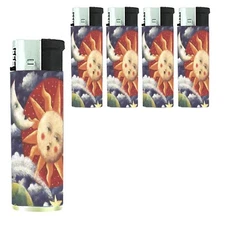 Celestial Whimsy Set of 5 Sun and Moon C4 Design Electronic Butane Lighter
