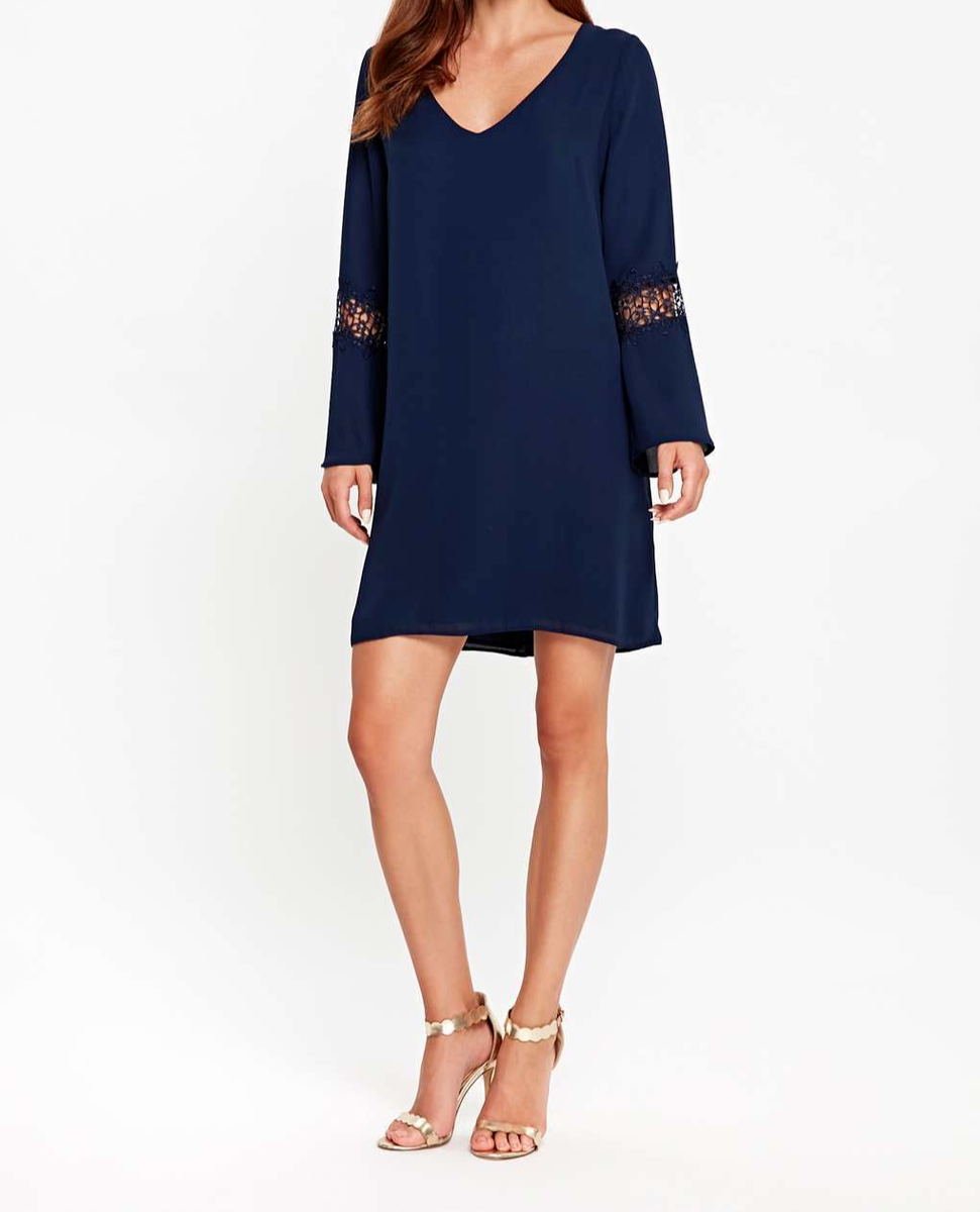 navy blue shift dresses uk Chic Navy Blue Dress - Shift Dress - Short Sleeve Dress