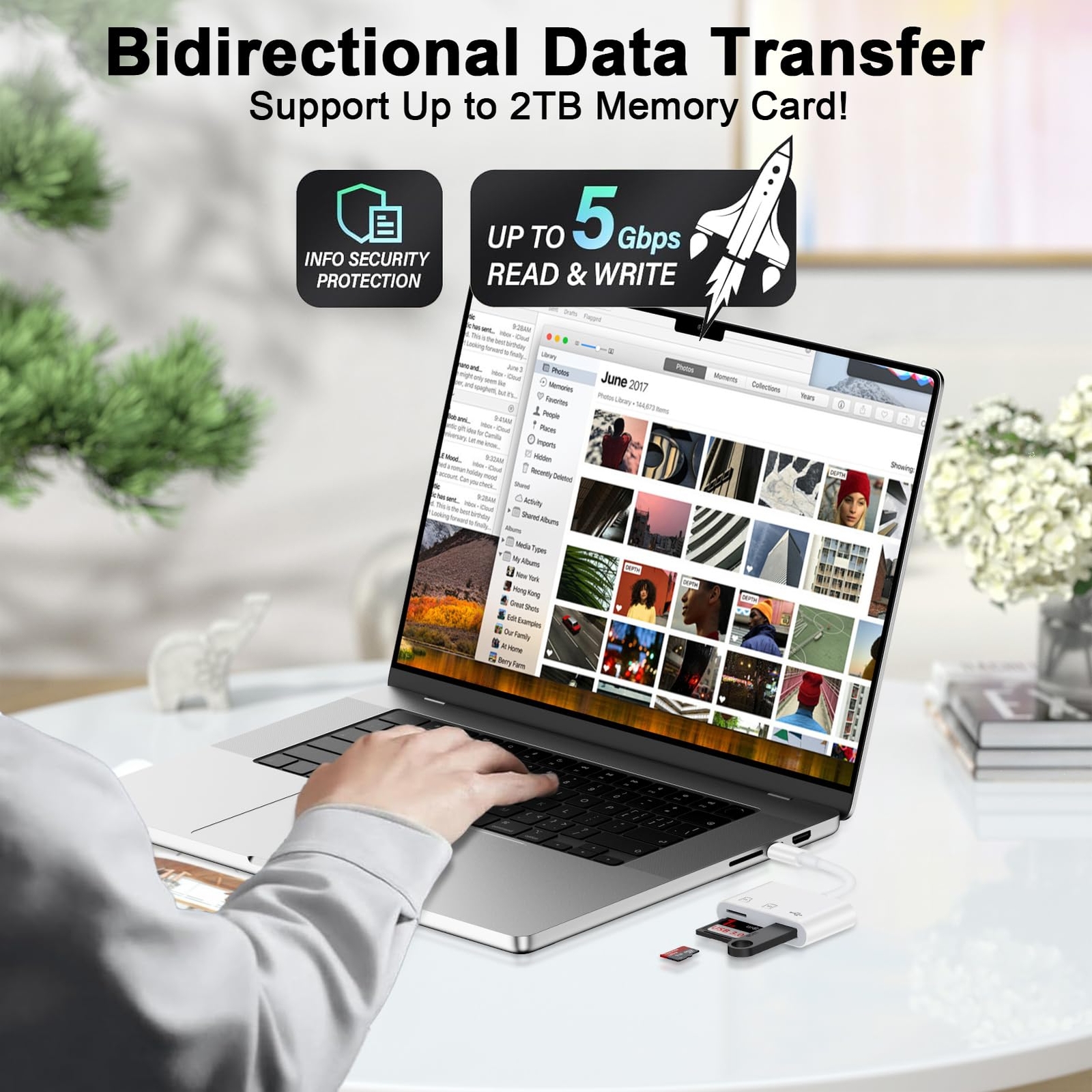 USB C SD Card Reader for Samsung Galaxy S25 S24 FE Ultra S23 S22 White