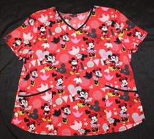 Ladies Disney red Minnie Mouse scrub top shirt Size 2XL