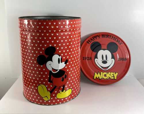 Boîte de collection vintage joyeux anniversaire Mickey Mouse rare 1928-1988 années 80 rare - Photo 1/5