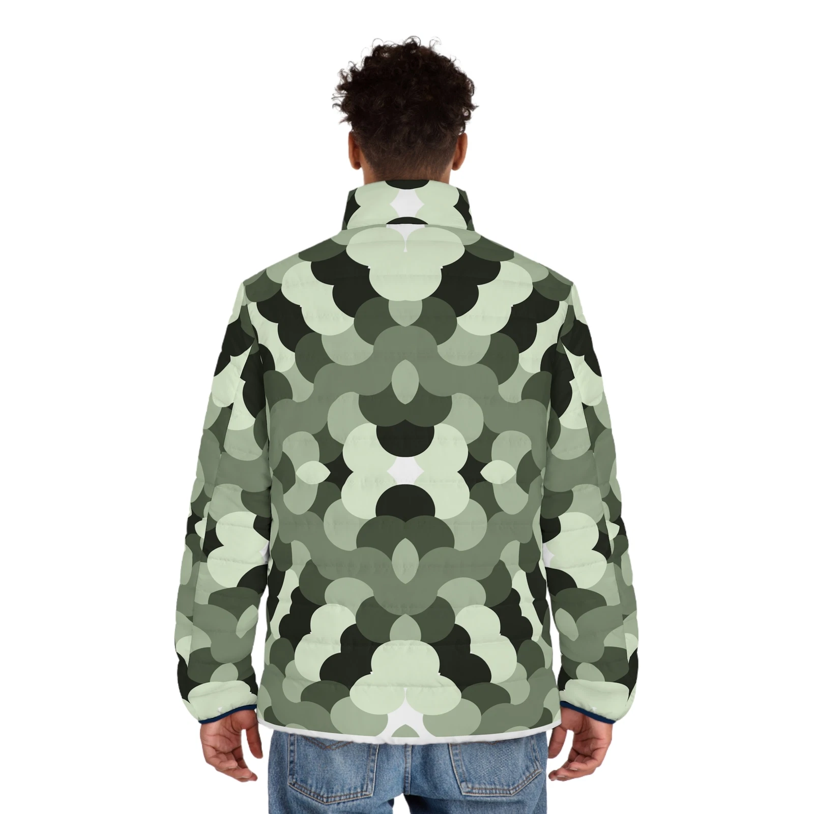 Puffer Jacket - Green and Black Pattern