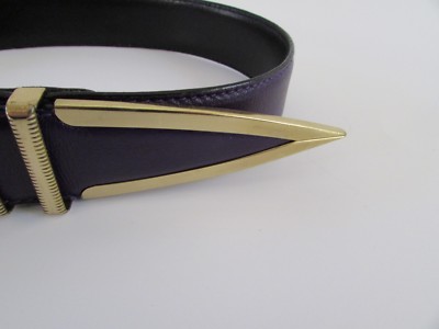 VTG 80's Gianni Versace Purple Leather Belt Sz XS Made in Italy | eBay