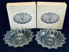 2 Vintage Federal Glass Flower Petal Clear Glass Serving Bowls 10" w/Boxes