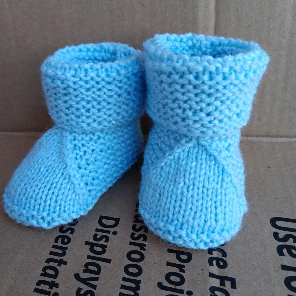 Lindos Botines de Bebé Tejidos Botas de Bebé Botines de Baby Shower Azul Talla 0-2 Meses Foto 2 de 4