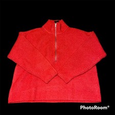 Vince Camuto Half Zip Pullover Cable Knit Sweater XL Crossfire Red CV3452241