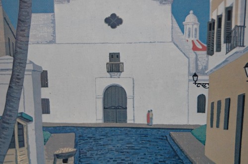 VTG 80'S FRAMED SIGNED LUIS CAJIGA COLOR PRINT OF SAN JOSE CHURCH, SAN JUAN, PR - Picture 20 of 24