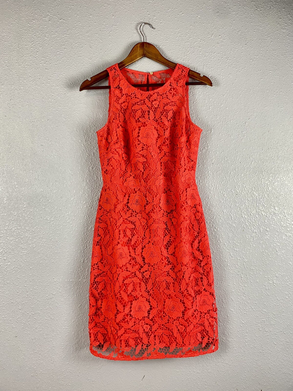 J Crew Collection Style A8182 Lace Sheath Poppy Dress Orange Floral ...