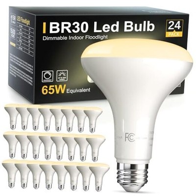  24 Pack BR30 Led Bulb 65W Equivalent, Dimmable Flood 24pack 2700k Soft White